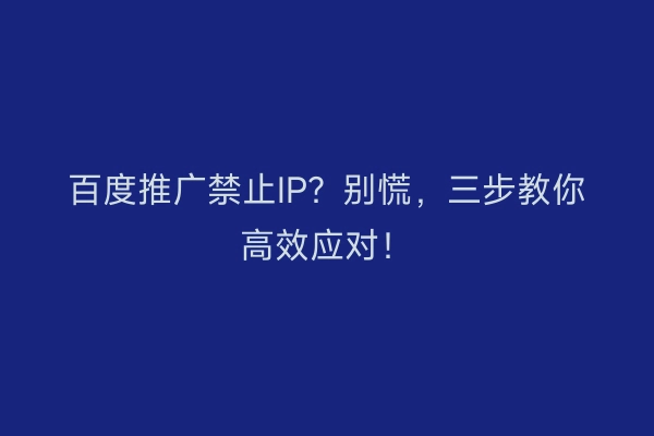 百度推广禁止IP？别慌，三步教你高效应对！