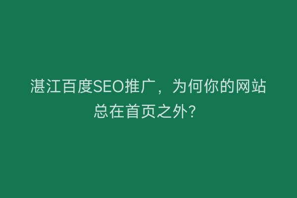 湛江百度SEO推广，为何你的网站总在首页之外？