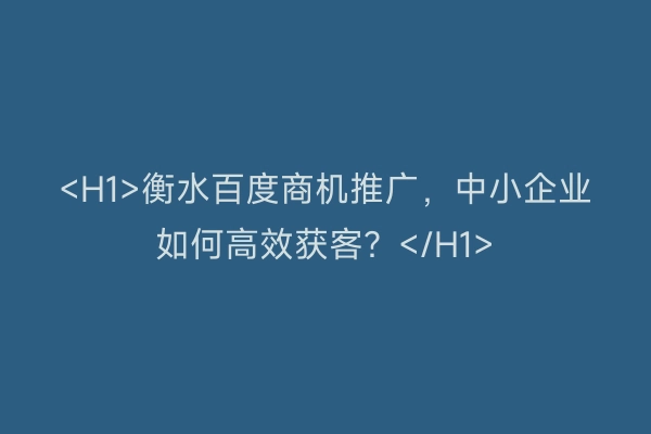 <H1>衡水百度商机推广，中小企业如何高效获客？</H1>
