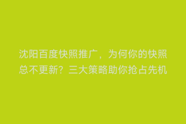 沈阳百度快照推广，为何你的快照总不更新？三大策略助你抢占先机