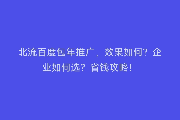 北流百度包年推广,效果如何?企业如何选?省钱攻略!