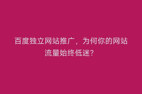 百度独立网站推广，为何你的网站流量始终低迷？