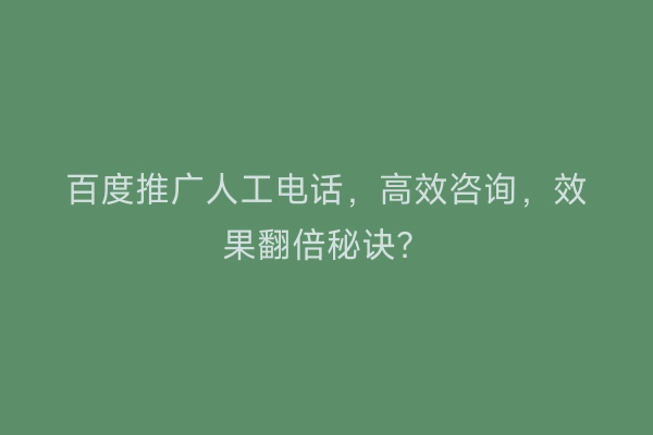 百度推广人工电话，高效咨询，效果翻倍秘诀？