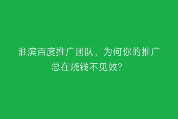 淮滨百度推广团队，为何你的推广总在烧钱不见效？