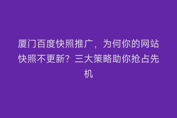 厦门百度快照推广，为何你的网站快照不更新？三大策略助你抢占先机