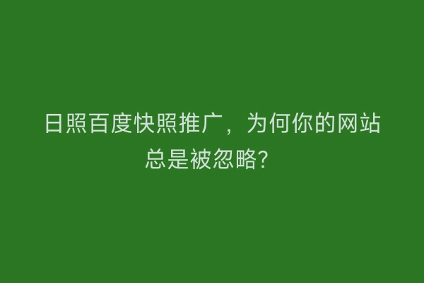 日照百度快照推广，为何你的网站总是被忽略？