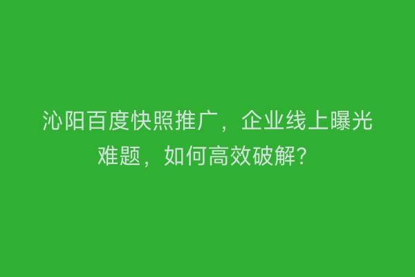 沁阳百度快照推广,企业线上曝光难题,如何高效破解?