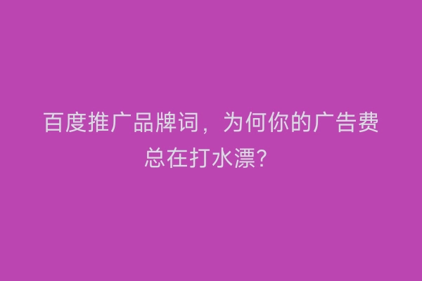 百度推广品牌词,为何你的广告费总在打水漂?