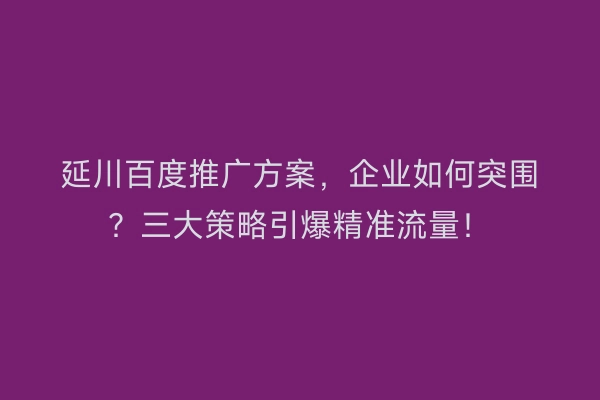 延川百度推广方案，企业如何突围？三大策略引爆精准流量！