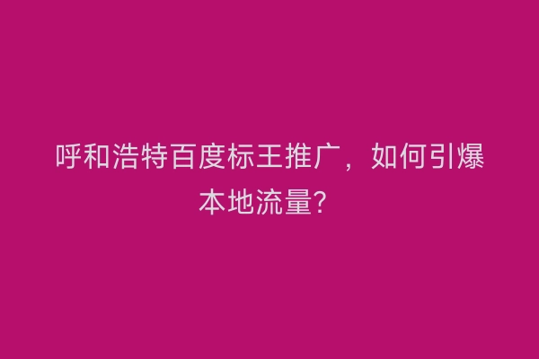 呼和浩特百度标王推广，如何引爆本地流量？