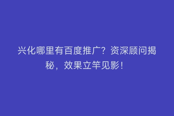 兴化哪里有百度推广?资深顾问揭秘,效果立竿见影!