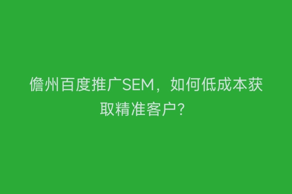 儋州百度推广SEM，如何低成本获取精准客户？