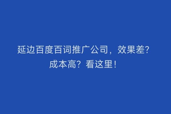 延边百度百词推广公司，效果差？成本高？看这里！