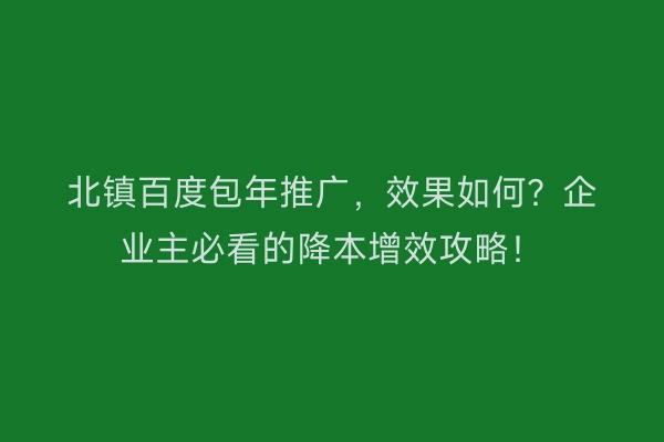 北镇百度包年推广,效果如何?企业主必看的降本增效攻略!