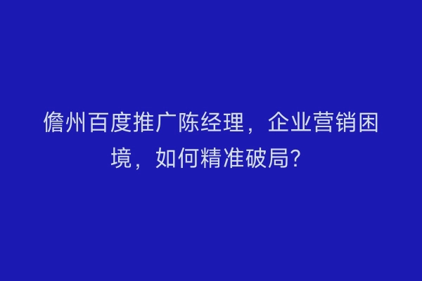 儋州百度推广陈经理，企业营销困境，如何精准破局？