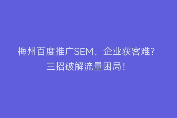 梅州百度推广SEM，企业获客难？三招破解流量困局！