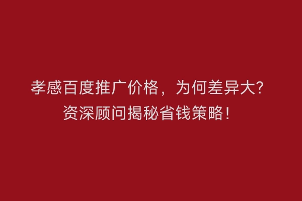 孝感百度推广价格,为何差异大?资深顾问揭秘省钱策略!