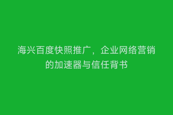 海兴百度快照推广，企业网络营销的加速器与信任背书