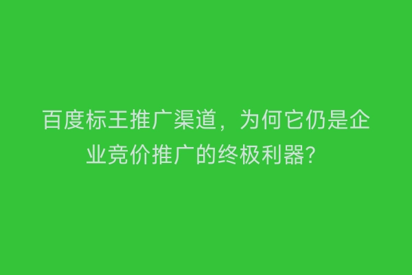 百度标王推广渠道，为何它仍是企业竞价推广的终极利器？