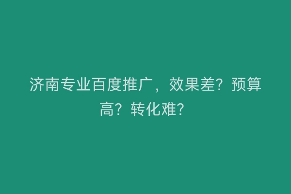 济南专业百度推广，效果差？预算高？转化难？