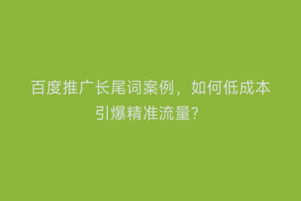 百度推广长尾词案例,如何低成本引爆精准流量?