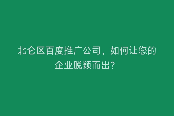北仑区百度推广公司，如何让您的企业脱颖而出？