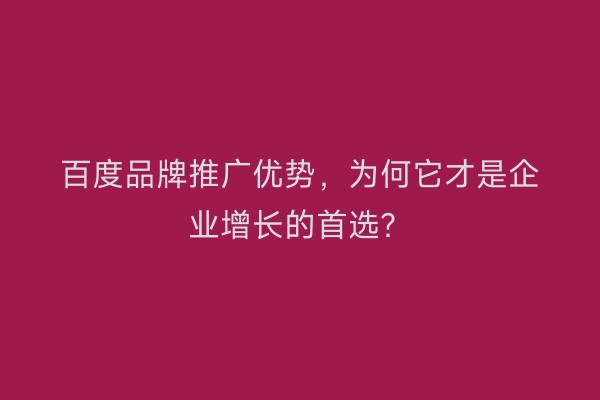 百度品牌推广优势，为何它才是企业增长的首选？