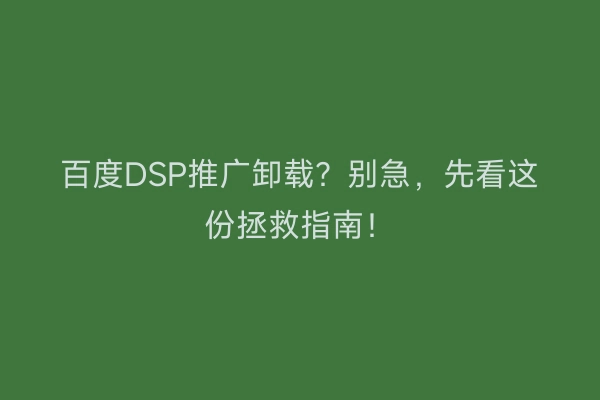 百度DSP推广卸载？别急，先看这份拯救指南！
