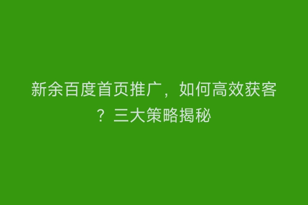 新余百度首页推广，如何高效获客？三大策略揭秘