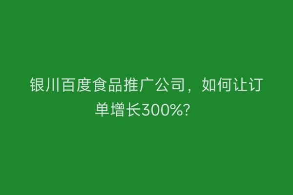 银川百度食品推广公司，如何让订单增长300%？