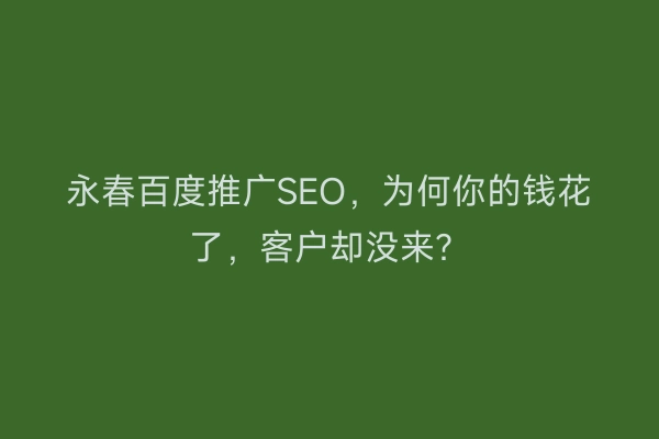 永春百度推广SEO，为何你的钱花了，客户却没来？