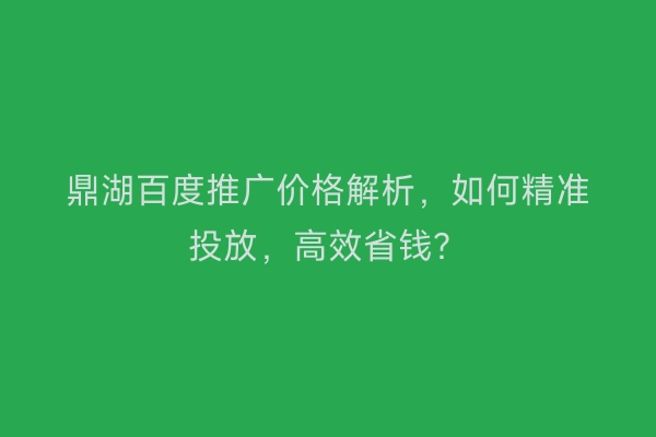 鼎湖百度推广价格解析，如何精准投放，高效省钱？