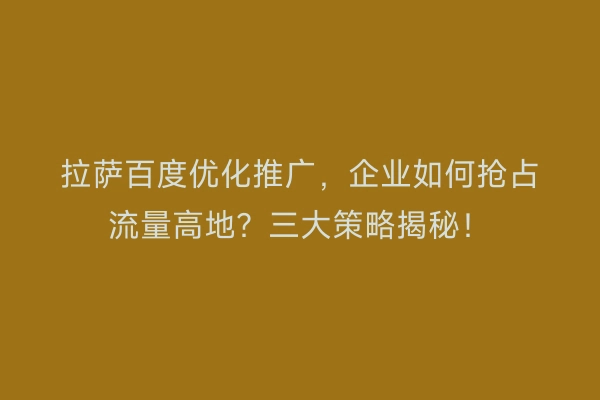 拉萨百度优化推广，企业如何抢占流量高地？三大策略揭秘！