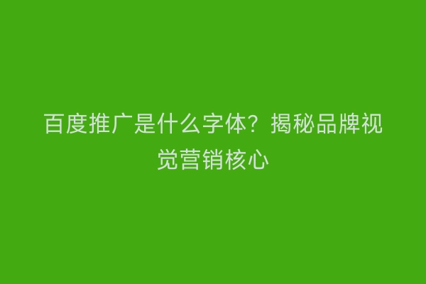 百度推广是什么字体？揭秘品牌视觉营销核心