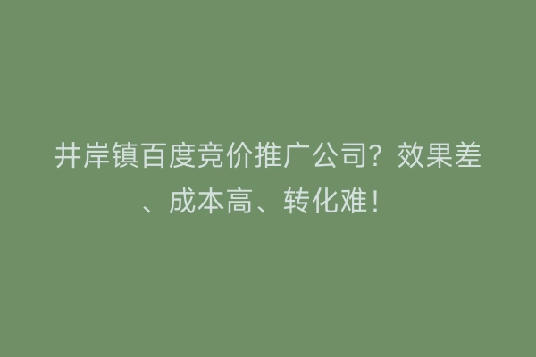 井岸镇百度竞价推广公司？效果差、成本高、转化难！