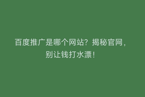 百度推广是哪个网站？揭秘官网，别让钱打水漂！