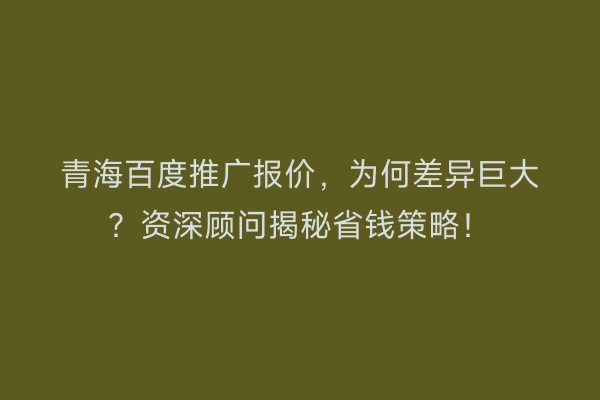 青海百度推广报价，为何差异巨大？资深顾问揭秘省钱策略！