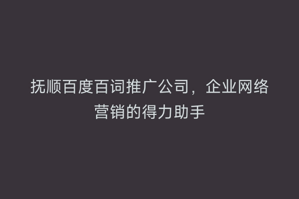 抚顺百度百词推广公司，企业网络营销的得力助手