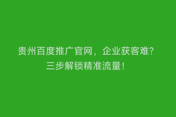 贵州百度推广官网，企业获客难？三步解锁精准流量！