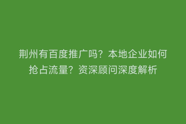荆州有百度推广吗？本地企业如何抢占流量？资深顾问深度解析