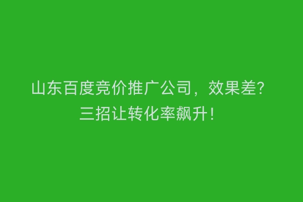 山东百度竞价推广公司，效果差？三招让转化率飙升！