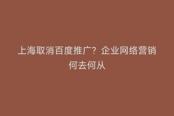上海取消百度推广？企业网络营销何去何从