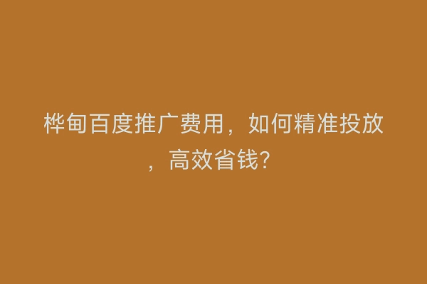 桦甸百度推广费用，如何精准投放，高效省钱？