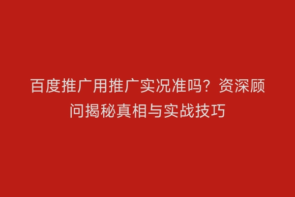 百度推广用推广实况准吗？资深顾问揭秘真相与实战技巧