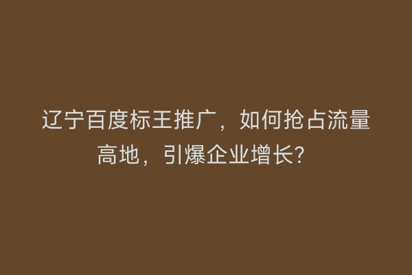 辽宁百度标王推广，如何抢占流量高地，引爆企业增长？