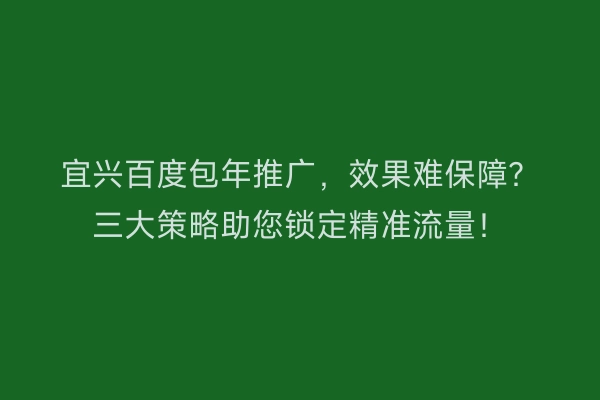 宜兴百度包年推广，效果难保障？三大策略助您锁定精准流量！
