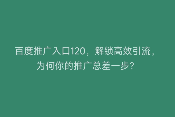 百度推广入口120，解锁高效引流，为何你的推广总差一步？