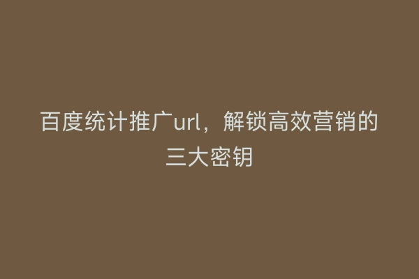 百度统计推广url，解锁高效营销的三大密钥