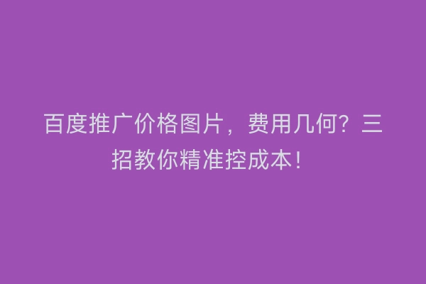 百度推广价格图片,费用几何?三招教你精准控成本!