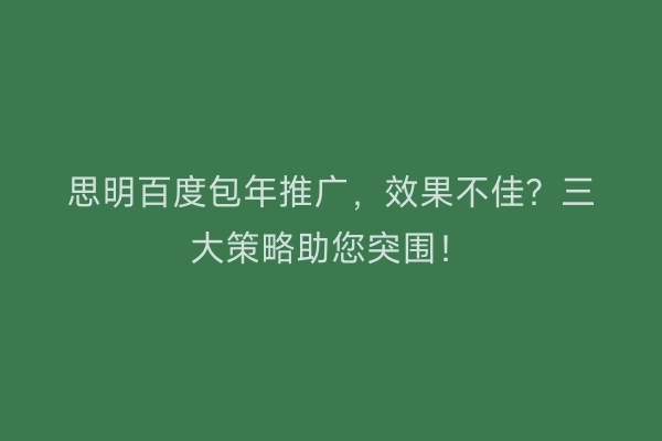 思明百度包年推广,效果不佳?三大策略助您突围!